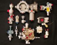  Various sizes of propellant and oxidizer valves, piston and diaphragm pressure regulators, pressure relief valves,  propellant poppet valves, double stage loader valves, oxidizer regulating valves and many others.